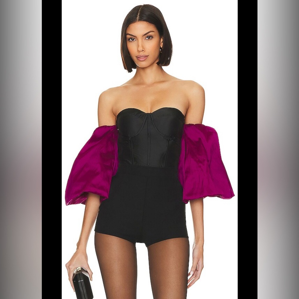 Misa Los Angeles Dita Top in Black & Magenta, size XS, NWOT